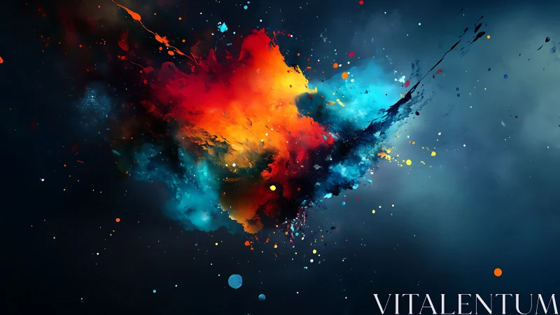 Cosmic paint explosion swirling through midnight space.