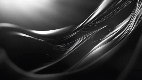 Liquid chrome ribbons flow through soft gradients of light