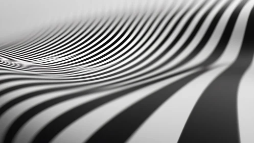Parametric black and white wave surface with rhythmic striping.