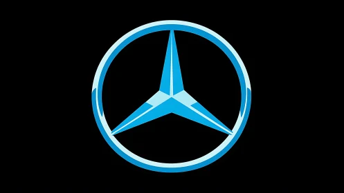 Minimal blue three-pointed star logo on black background.