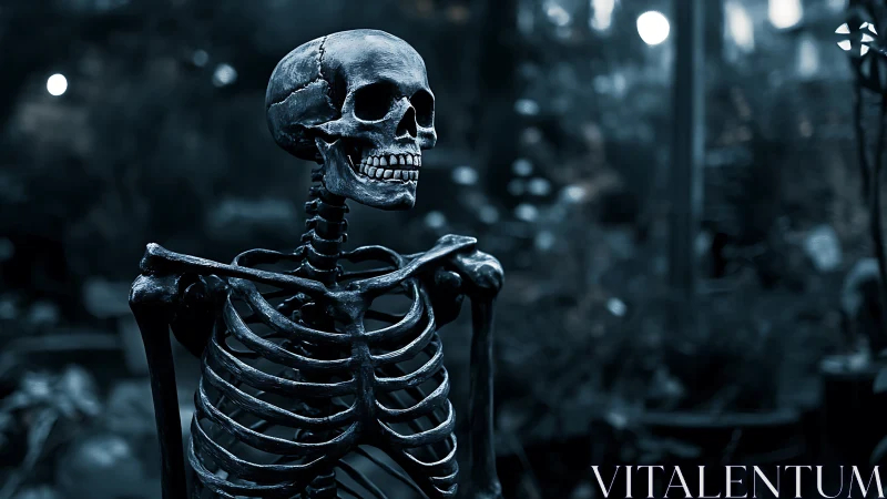 Quiet night skeleton sharing a playful, spooky little grin.