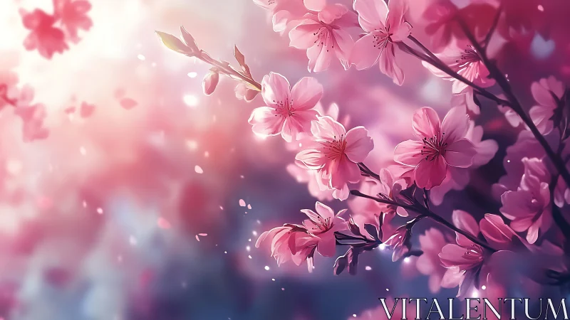 Selective-focus sakura blossoms rendered with soft bokeh depth segmentation