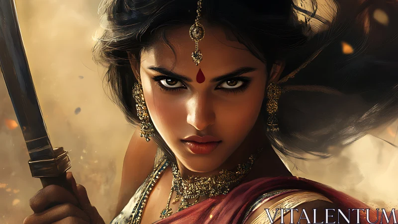 Warrior woman portrait uses dynamic lighting and intense gaze