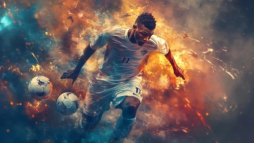 Streaking striker bends fire and nebula into pure velocity