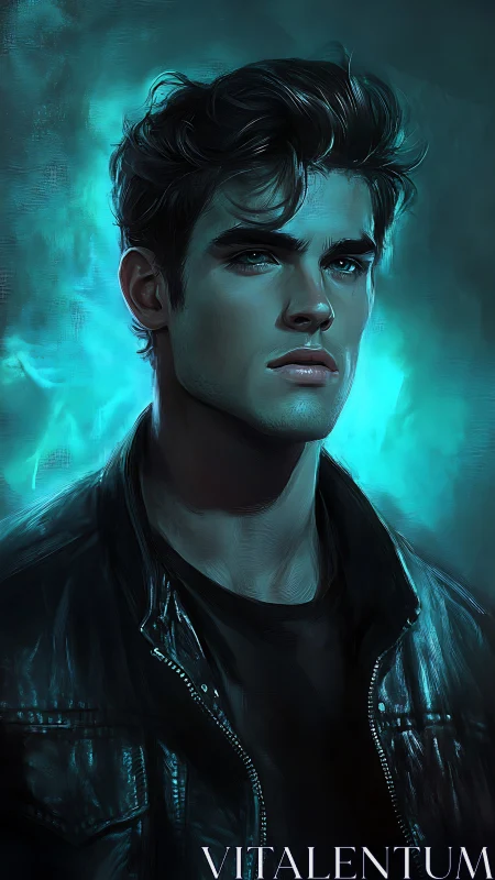 Stormlit rebel studies the neon horizon with quiet defiance