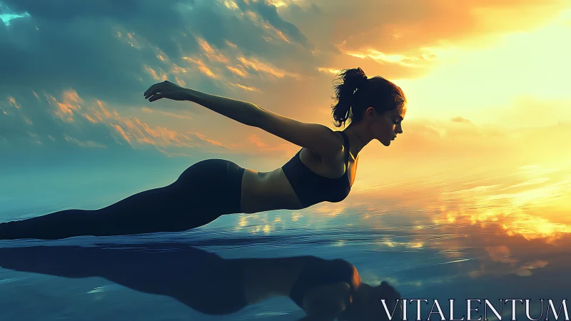 Sunset balance over water, where strength learns to float.