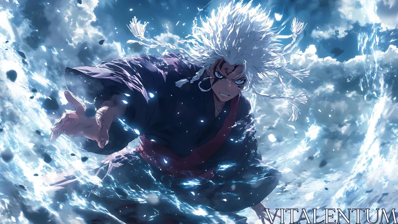 Storm-borne warrior channels fierce ocean magic with heart.