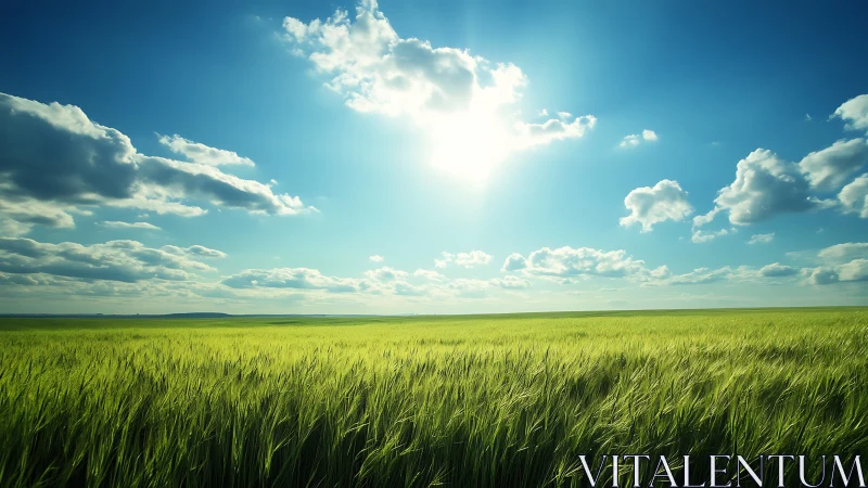 Sunlit prairie whispers under an enormous sapphire sky.