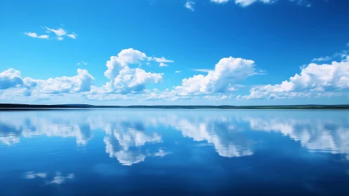 Quiet horizon where clouds and still water trade places.