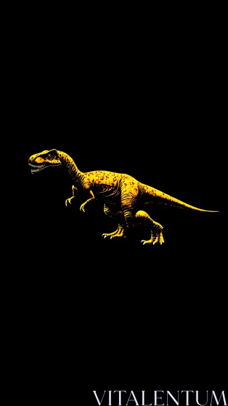 High-contrast velociraptor silhouette rendered in neon yellow