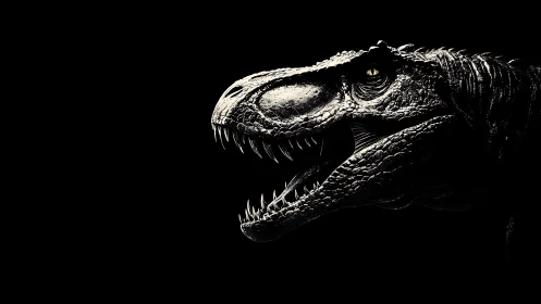 High-contrast dinosaur head render isolates detailed cranial textures