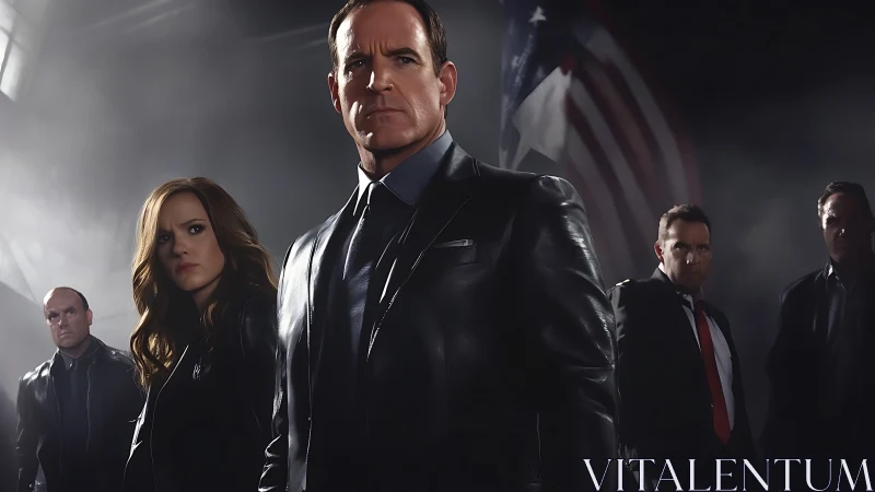 Tactical security team in low‑key lighting with cinematic depth