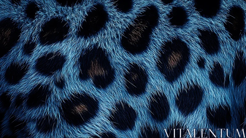 Blue leopard fur pattern with black spots against dark background