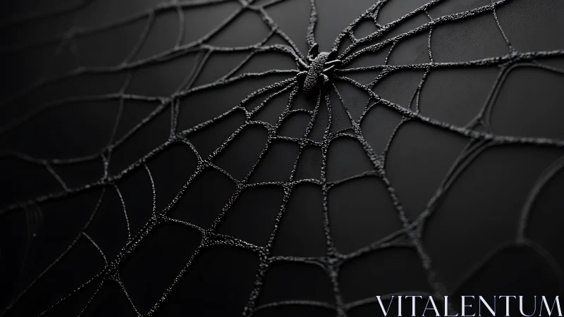 Glistening black spiderweb strands on shadowed background.