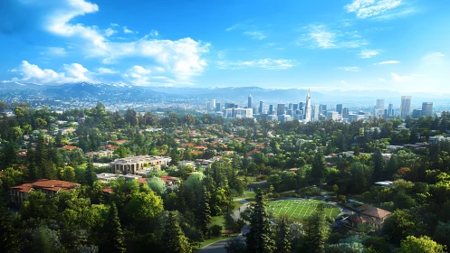 High dynamic range suburban skyline with distant mountains backdrop