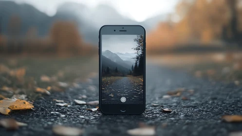 Smartphone Captures Mountain Landscape in Natural Setting