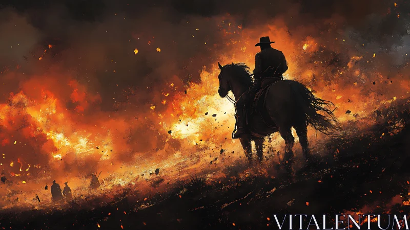 Lone Outlaw Charges Through Inferno of Flame.
