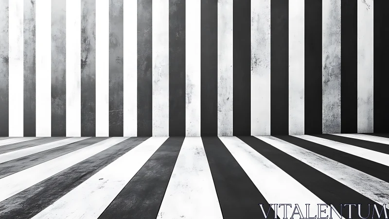 Monochrome vertical and horizontal striped interior space