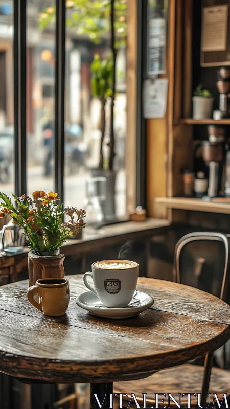 Latte steam curls into a slow morning at the window table