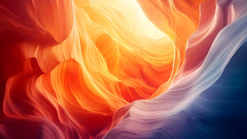 Colorful abstract canyon curves under glowing sunlight.