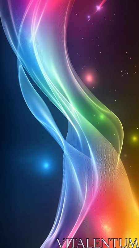 Spectral light ribbons in flowing neon gradient space.