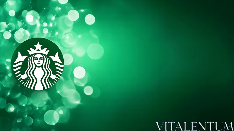 Starbucks logo on green bokeh corporate background.