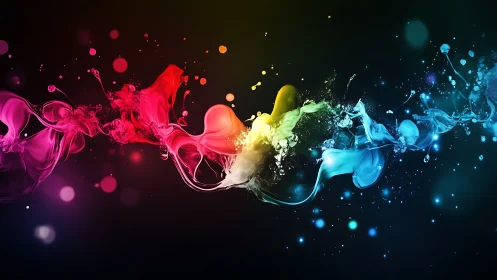 Chromatic ink comets streak across a midnight cosmos.