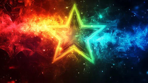 Chromatic nebula star with layered glow and spectral gradients