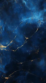 Midnight blue marble sky with drifting golden constellations.