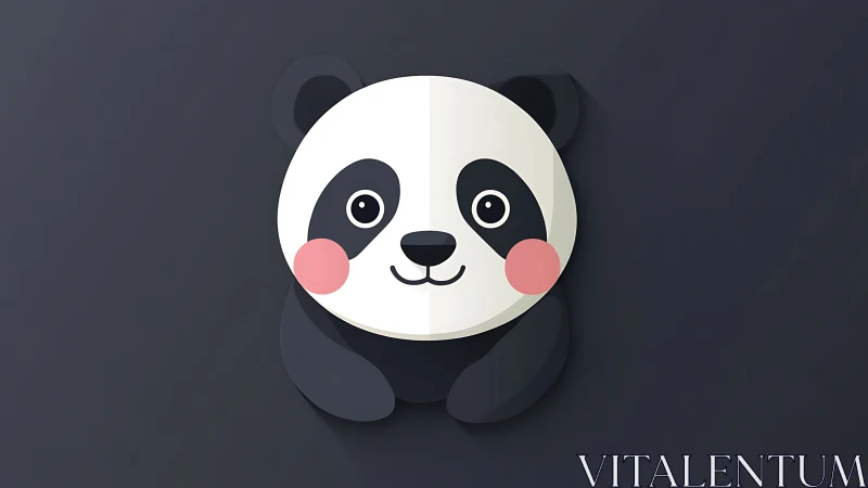 Playful flat panda icon with rosy cheeks and midnight charm.