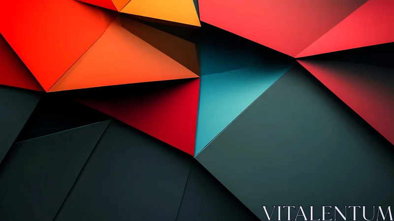 Prismatic folded planes in bold geometric abstraction.