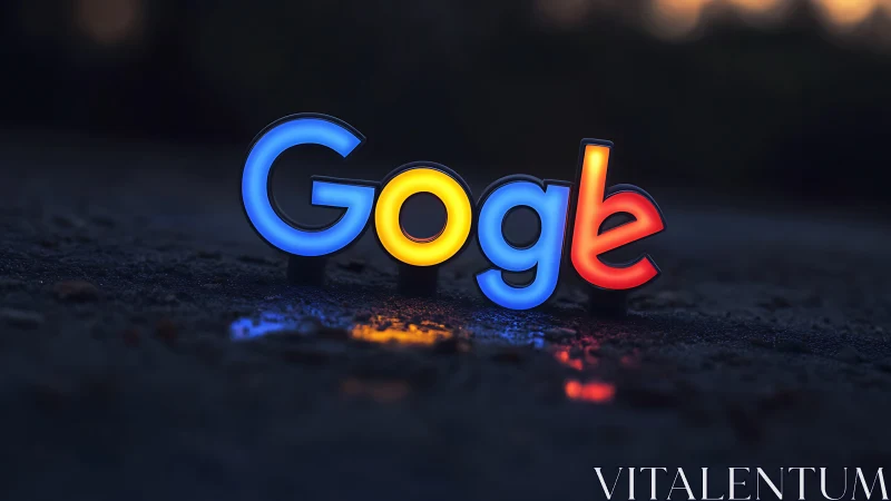 Google Logo 3D Neon Render with Glowing Letters