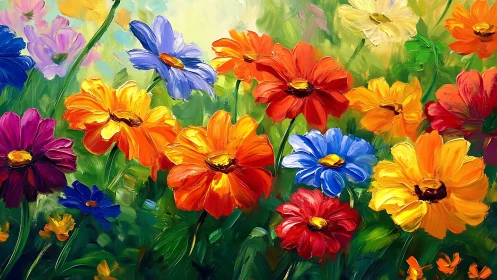 Brushstroked wildflowers throw a jubilant color parade