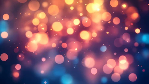 Vibrant abstract bokeh lights on dark background, digital art style.