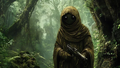 Forest sentinel in tattered robes quietly rewrites the jungle