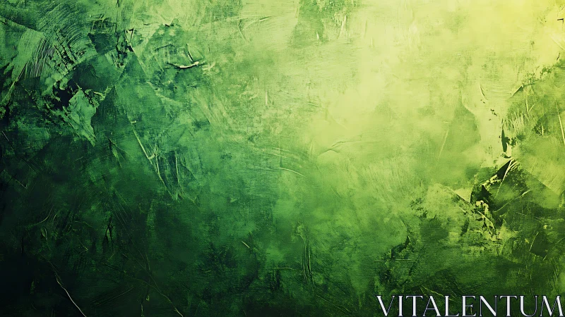 Textured green abstract surface uses layered impasto and gradient lighting