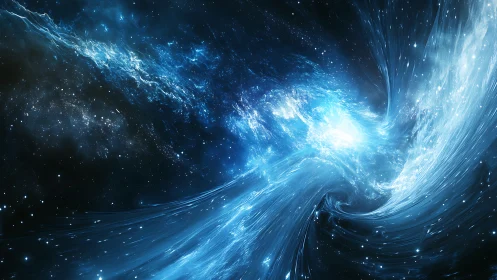 Radiant blue nebula swirls into a luminous cosmic vortex