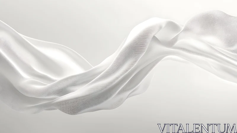 Flowing White Silk Fabric in Minimalist Abstract Art Style.