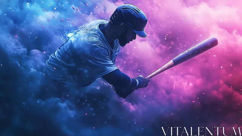 Galactic slugger carves neon comets through cosmic infield