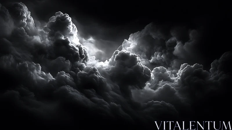 Volumetric cumulonimbus cloudscape with dramatic rim lighting