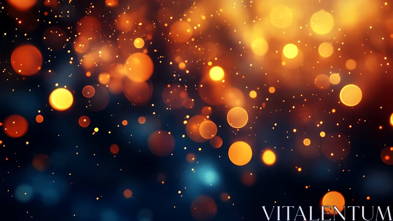 Defocused warm bokeh orbs on deep navy gradient background