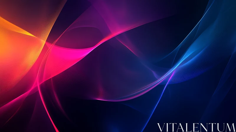 Vibrant neon light waves over deep gradient background.