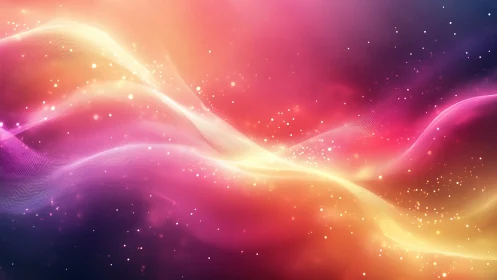 Luminous color waves drift across a radiant cosmic sky