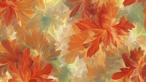 Layered orange floral abstraction with diffuse background.