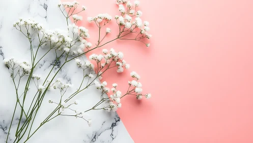 Gossamer Dreams Split: Delicate Blooms Bridging Marble & Blush.