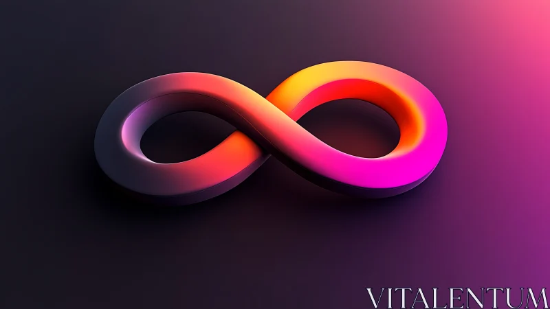 Infinity loop sculpture in neon gradient 3D lighting design.