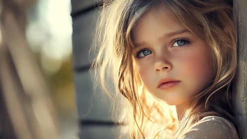Golden Hour Portrait of Thoughtful Young Girl