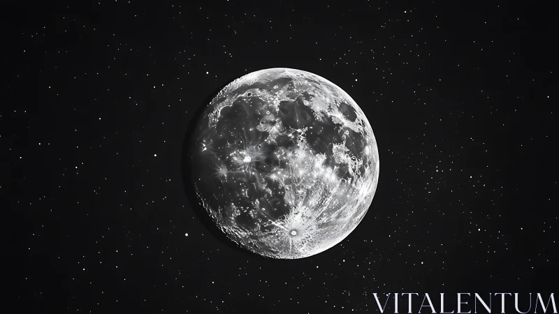 Gentle full moon glowing softly in a quiet starry sky.