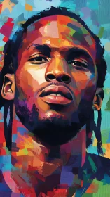 Prismatic portrait ignites a confident, color-drenched gaze.