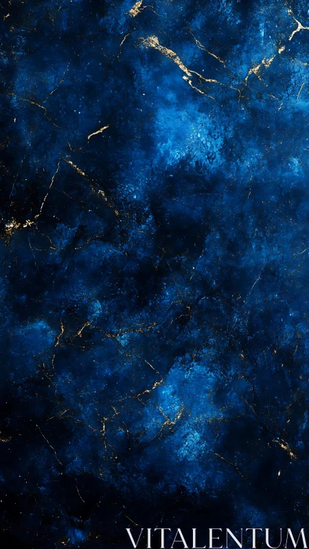 Midnight cobalt nebula texture with radiant gold veining.